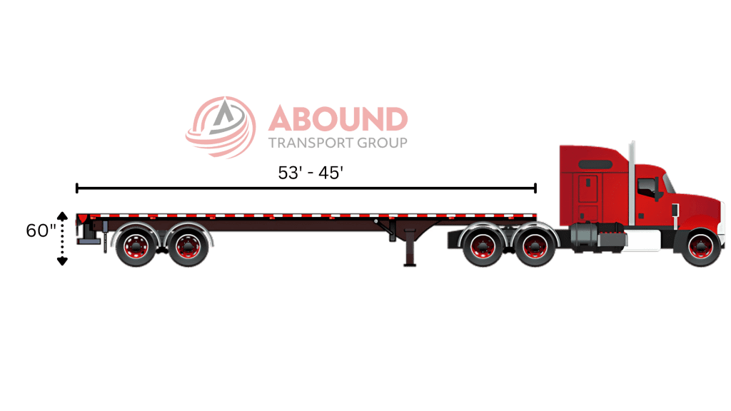 Flatbed Trailer specs and max cargo dimensions for heavy freight.