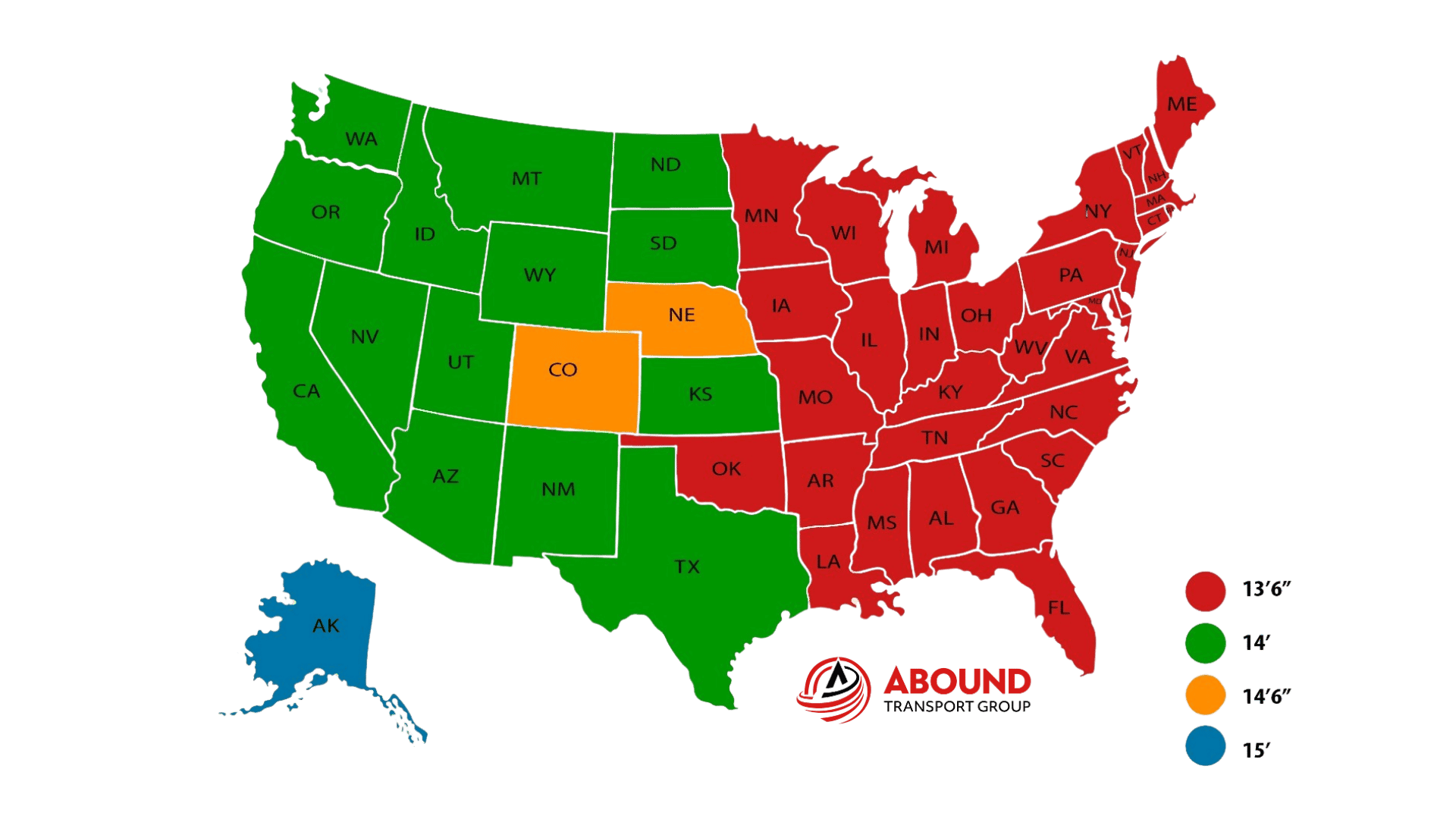 Truck Height Clearance Map | Abound Transport Group