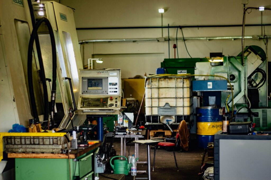 Industrial machinery inside a manufacturing facility