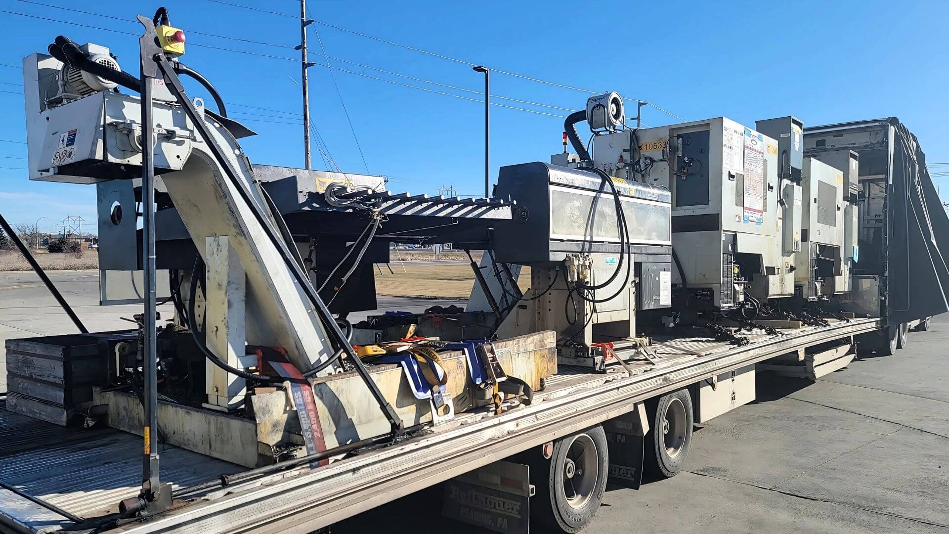 Auction Pick-up: CNC Machinery Loaded on a Conestoga Trailer