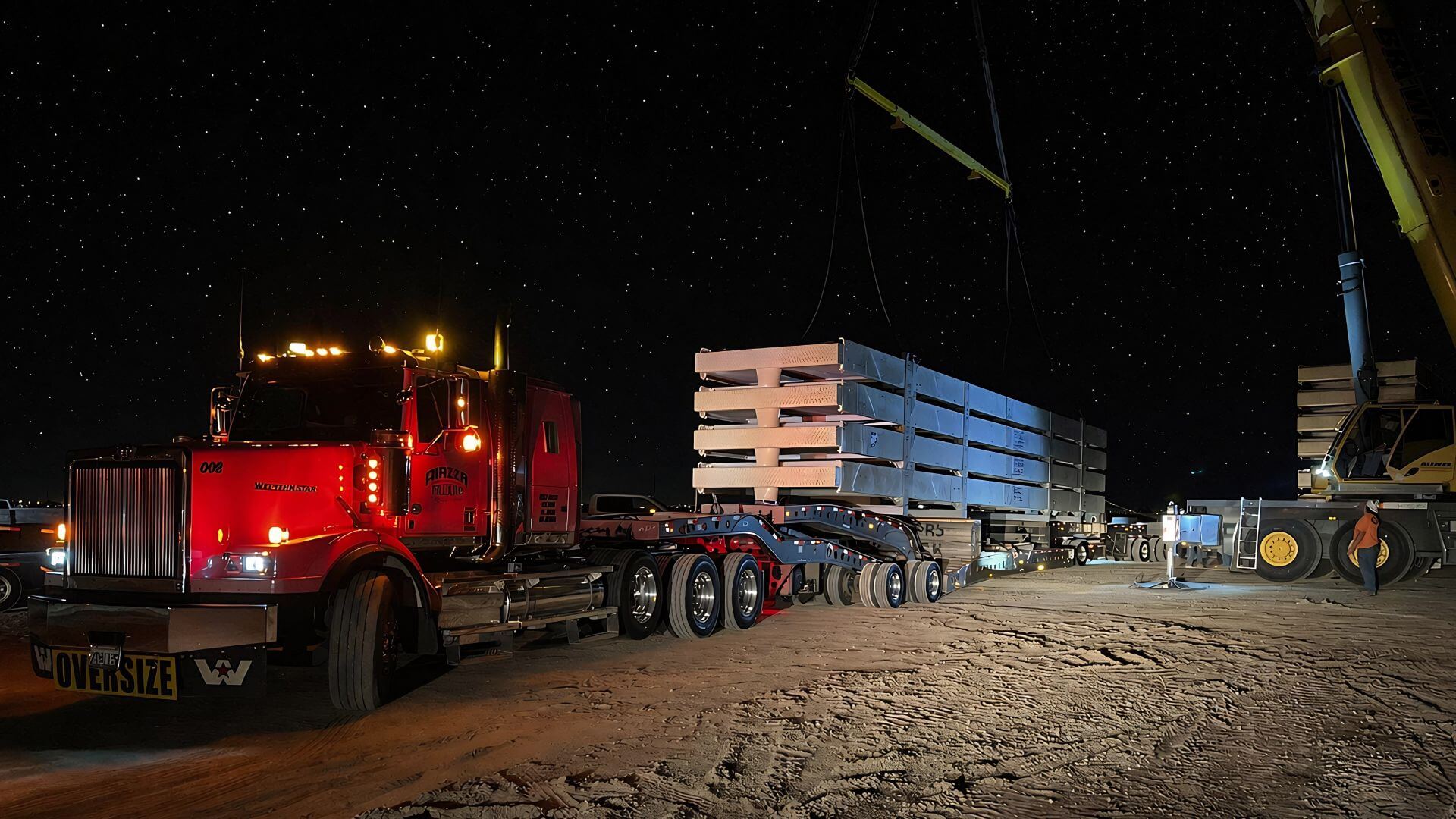 project freight loaded on trailer at jobsite for abound transport