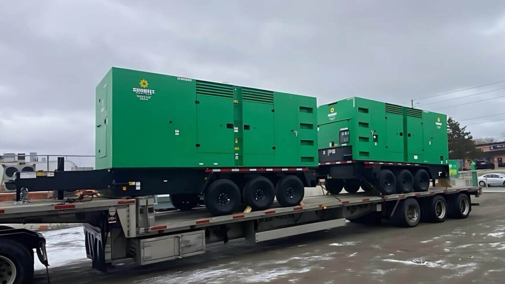 Industrial generators on a flatbed trailer