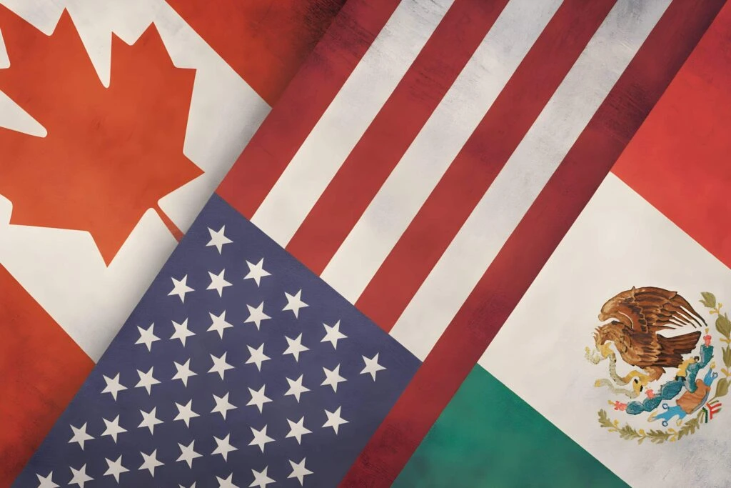 Cross-border freight service visual representing US to Mexico and Canada logistics by Abound Transport